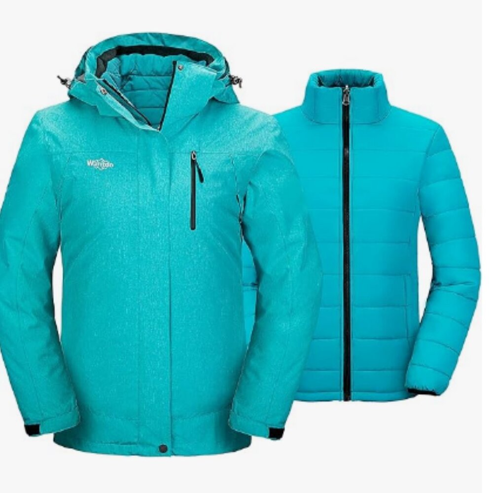 Wantdo Three-in-one Waterproof Ski Jacket Ladies Medium, Blue, not teal - Picture 3 of 5